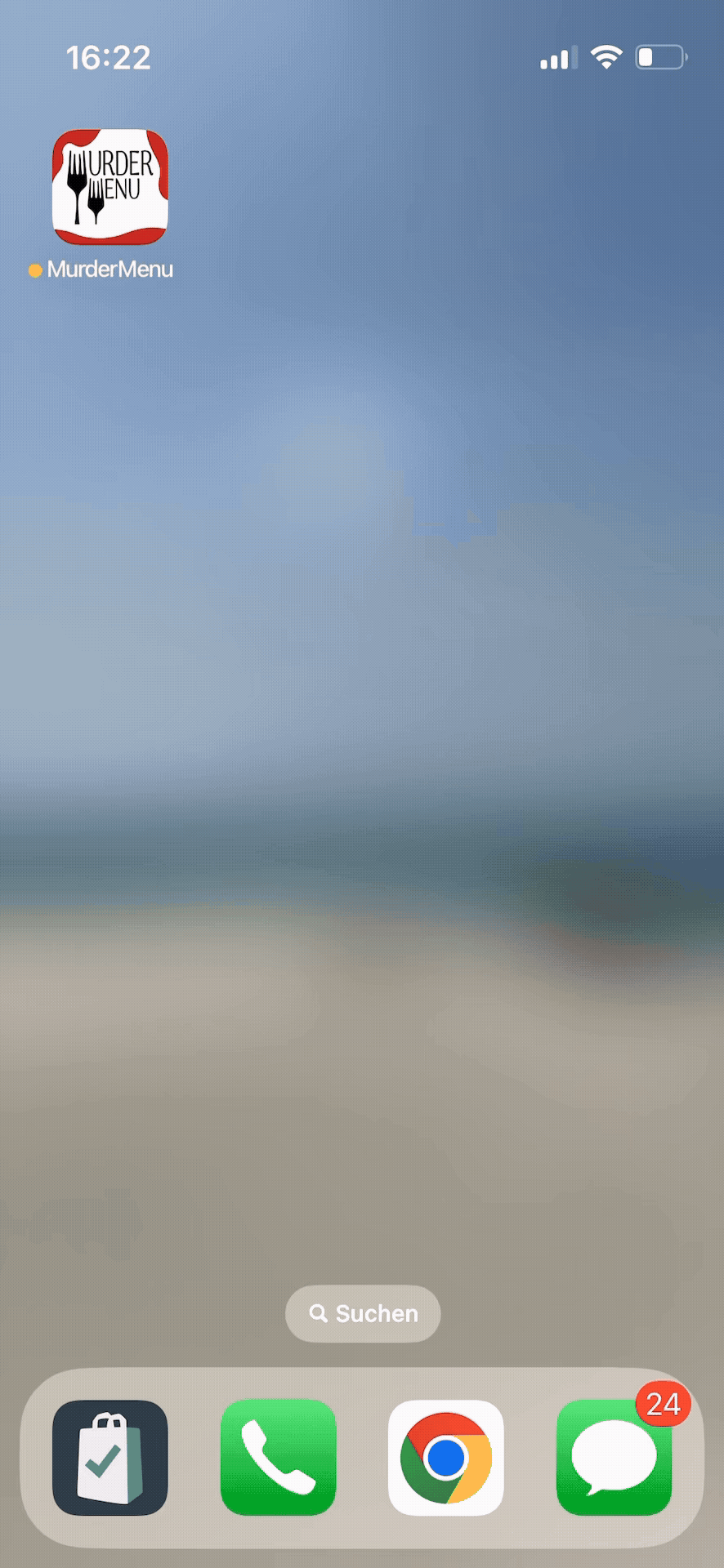 Screenrecording des Splashscreens der Murder Menu App